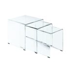 GLASSER Set 3  Βοηθητικά Τραπεζάκια, Διάφανο Γυαλί 10m 42x42x42/36x36x39/30x30x36cm - Image 4