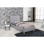 MORISSON Κρεβάτι Μονό, για Στρώμα 90x190cm, Ύφασμα Ανοιχτό Γκρι 101x206x110cm - Image 4