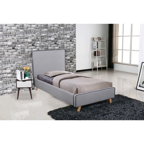 MORISSON Κρεβάτι Μονό, για Στρώμα 90x190cm, Ύφασμα Ανοιχτό Γκρι 101x206x110cm - Image 4