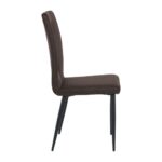MINA Καρέκλα Τραπεζαρίας Κουζίνας, Μέταλλο Βαφή Μαύρο, Ύφασμα Σκούρο Καφέ 43x56x97cm - Image 10