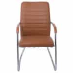 COLLET Πολυθρόνα Γραφείου Επισκέπτη Μέταλλο Χρώμιο, Pu Καφέ 54x60x96cm - Image 11