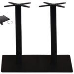 PRATO-R Βάση Τραπεζιού Μακρόστενη με ρεγουλατόρο Μέταλλο Βαφή Μαύρο (21,10kg) 70x40cm H.73cm - Image 4