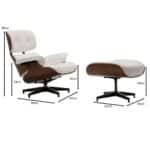 RELAX Πολυθρόνα με Σκαμπό, Σαλονιού - Καθιστικού, PU Άσπρο 87x90x80(Σκαμπώ 63x50x40)cm - Image 6