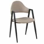 DELTA Πολυθρόνα Μέταλλο Βαφή Μαύρο, Pu Cappuccino 50x55x80cm - Image 5