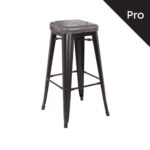 RELIX Σκαμπό Bar-Pro, Στοιβαζόμενο, Μέταλλο Βαφή Μαύρο Matte, Pu Σκούρο Γκρι 43x43x78cm - Image 4