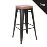 RELIX Σκαμπό Bar-Pro, Στοιβαζόμενο, Μέταλλο Βαφή Μαύρο Matte, Pu Camel 43x43x78cm - Image 4