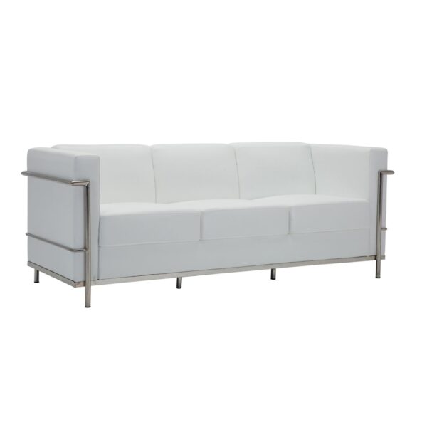 GENOVA Καναπές Σαλονιού Καθιστικού 3Θέσιος, Inox Pu Άσπρο 188x73x71cm - Image 5