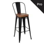 RELIX Σκαμπό Bar-Pro με Πλάτη, Μέταλλο Βαφή Μαύρο Matte, Pu Camel 43x48x78/114cm - Image 6