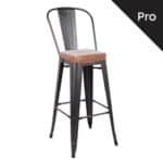 RELIX Σκαμπό Bar-Pro με Πλάτη, Μέταλλο Βαφή Antique Black, Pu Camel 43x48x78/114cm - Image 6