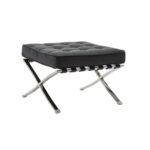 BARCELONA τ. Σκαμπό - Υποπόδιο, Βάση Inox, Pu Μαύρο 61x61x43cm - Image 4