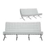 BARCELONA τ. Καναπές Σαλονιού Καθιστικού 3Θέσιος Inox - Pu Άσπρο 184x83x84cm - Image 5