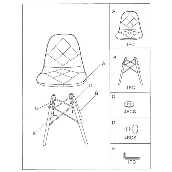 ART Wood Καρέκλα Τραπεζαρίας, Πόδια Οξιά, Κάθισμα PP με Ύφασμα Patchwork Καφέ 47x52x84cm - Image 14