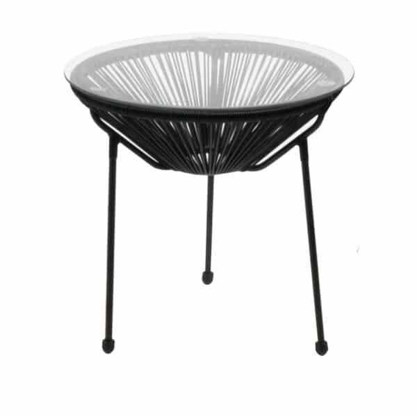 ACAPULCO Τραπεζάκι Μέταλλο Βαφή Μαύρο, Rattan Μαύρο Φ50cm H.50cm - Image 4