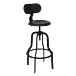 BRUNO Σκαμπό BAR με Πλάτη, Μέταλλο Βαφή Μαύρο, Ύψος Ρυθμιζόμενο, Περιστρεφόμενο 43x50x67/91-82/106cm - Image 5