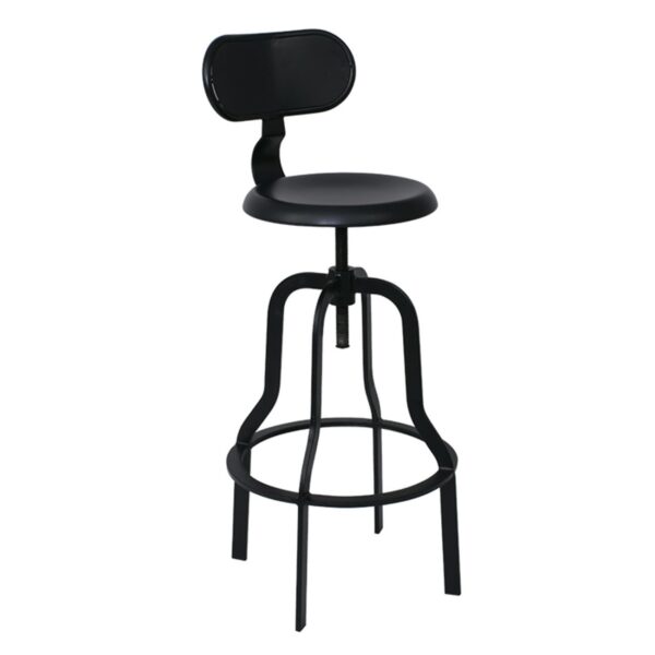BRUNO Σκαμπό BAR με Πλάτη, Μέταλλο Βαφή Μαύρο, Ύψος Ρυθμιζόμενο, Περιστρεφόμενο 43x50x67/91-82/106cm - Image 5