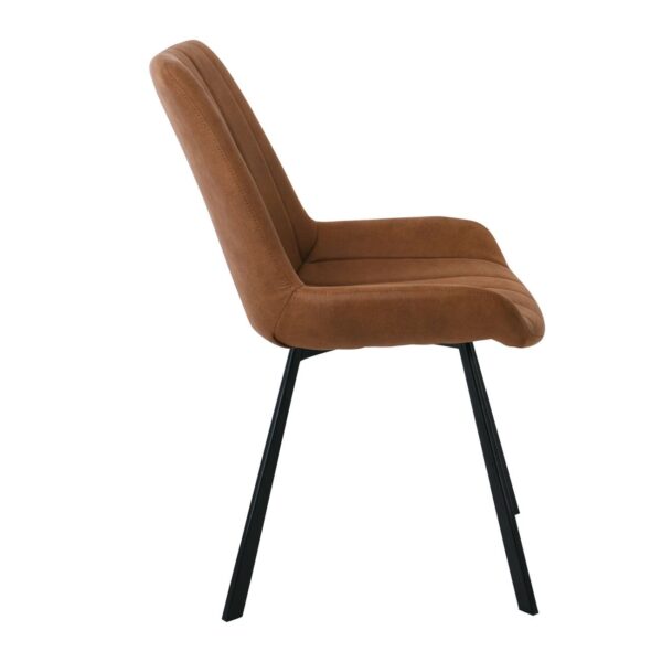 MATT Καρέκλα Τραπεζαρίας Μέταλλο Βαφή Μαύρο, Ύφασμα Suede Καφέ 55x61x88cm - Image 10