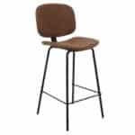 BARLEY Σκαμπό ΒAR με Πλάτη, Μέταλλο Βαφή Μαύρο, PU Απόχρωση Vintage Brown 43x49x70/102cm - Image 5