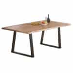 LIZARD Slim Τραπέζι Τραπεζαρία Σαλονιού-Κουζίνας Μέταλλο Βαφή Μαύρο, Ξύλο Ακακία Φυσικό 160x90x75cm Solid Wood 25mm - Image 4