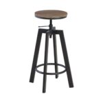 YORK Σκαμπό BAR, Μέταλλο Βαφή Σκούρο Καφέ, Καρυδί, Ρύθμιση Ύψους, Περιστρεφόμενο 44x44x63/73cm Κάθισμα:Φ30cm - Image 4