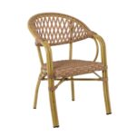 VEGERA Rattan Πολυθρόνα Dining Αλουμίνιο Φυσικό, Wicker Φυσικό, Στοιβαζόμενη 57x59x84cm - Image 8