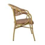 VEGERA Rattan Πολυθρόνα Dining Αλουμίνιο Φυσικό, Wicker Φυσικό, Στοιβαζόμενη 57x59x84cm - Image 9