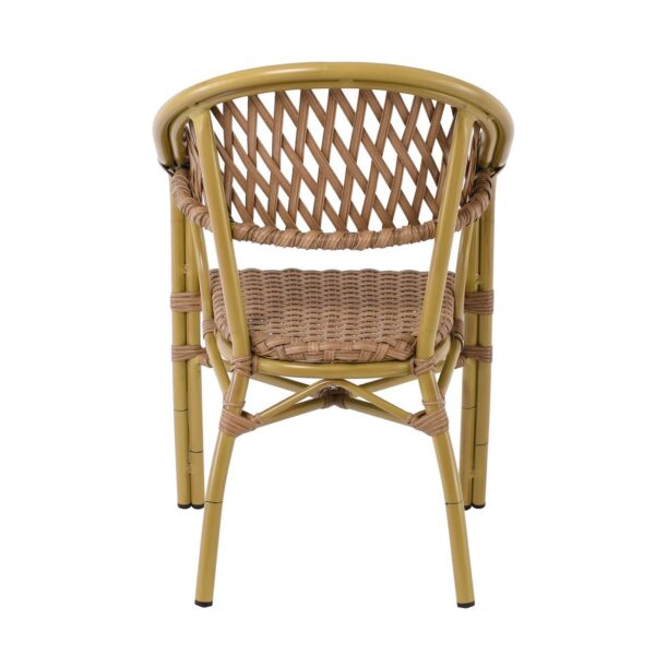 VEGERA Rattan Πολυθρόνα Dining Αλουμίνιο Φυσικό, Wicker Φυσικό, Στοιβαζόμενη 57x59x84cm - Image 10