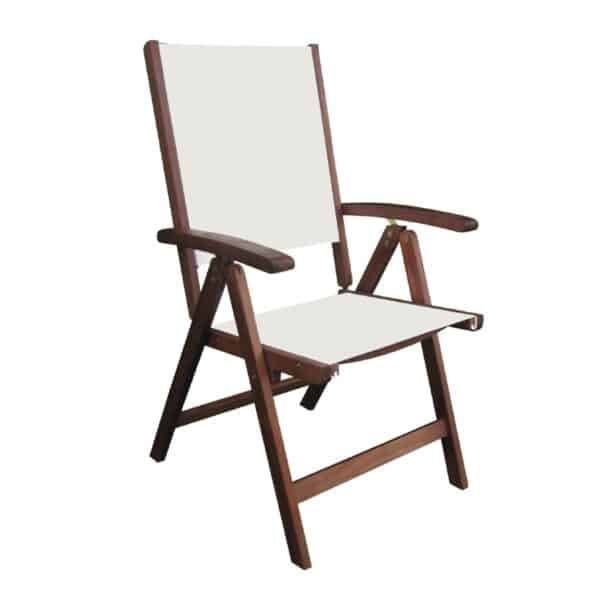 CRICKET Πολυθρόνα 5-Θέσεων Ξύλο Acacia, Textilene Άσπρο 58x70x105cm - Image 4