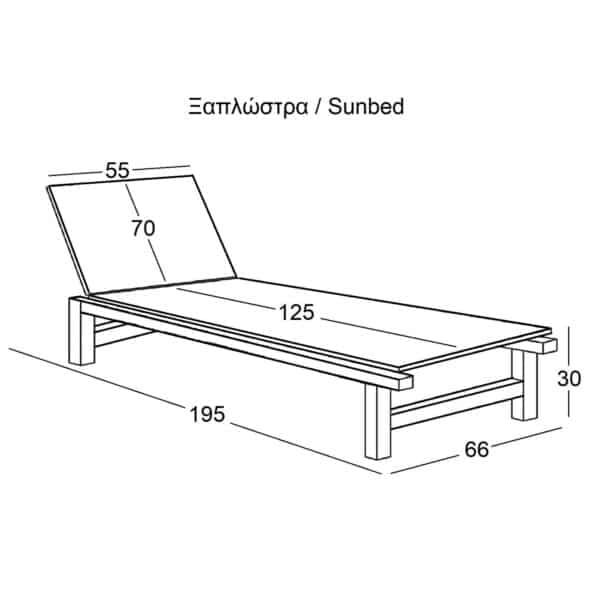 CRICKET Ξαπλώστρα Ξύλο Acacia Καρυδί, Textilene Άσπρο 66x195x30cm - Image 6