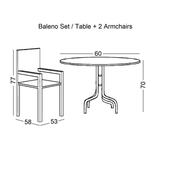BALENO Set Κήπου - Βεράντας: Τραπέζι + 2 Πολυθρόνες Μέταλλο Άσπρο - Wicker Beige Table:Φ60x70 Armchair:53x58x77 - Image 6