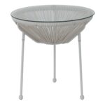 ACAPULCO Τραπεζάκι Μέταλλο Βαφή Άσπρο, Rattan Άσπρο Φ50x50cm - Image 4