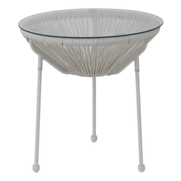 ACAPULCO Τραπεζάκι Μέταλλο Βαφή Άσπρο, Rattan Άσπρο Φ50x50cm - Image 4