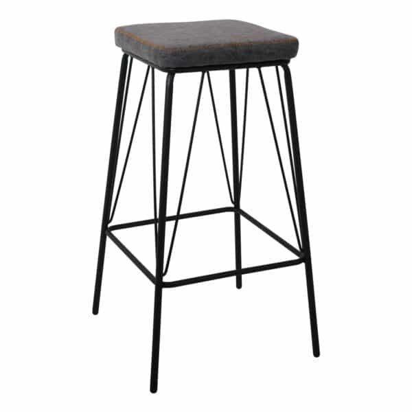 PANTON Σκαμπό BAR, Μέταλλο Βαφή Μαύρο, PU Απόχρωση Vintage Grey 43x43x76cm - Image 6