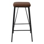 PANTON Σκαμπό BAR, Μέταλλο Βαφή Μαύρο, PU Απόχρωση Vintage Brown 43x43x76cm - Image 8