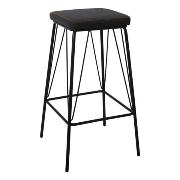 PANTON Σκαμπό BAR, Μέταλλο Βαφή Μαύρο, PU Απόχρωση Vintage Black 43x43x76cm - Image 6