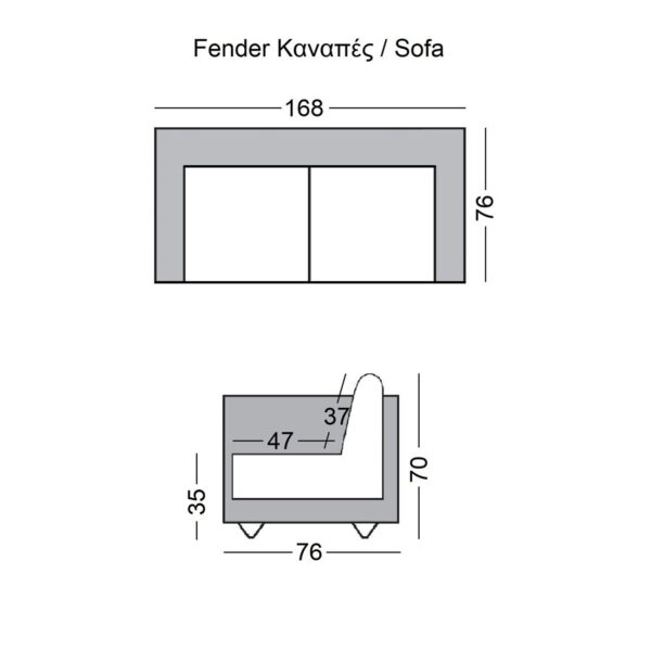 FENDER Καναπές - Κρεβάτι Σαλονιού - Καθιστικού, Ύφασμα Patchwork Blue 168x76x70cm Bed:168x88x35cm - Image 6