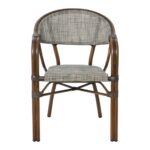 VEGERA Πολυθρόνα Dining Αλουμίνιο Βαφή Καρυδί Textilene Μπεζ, Στοιβαζόμενη 57x58x83cm - Image 9