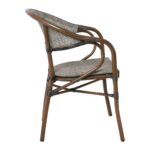 VEGERA Πολυθρόνα Dining Αλουμίνιο Βαφή Καρυδί Textilene Μπεζ, Στοιβαζόμενη 57x58x83cm - Image 10