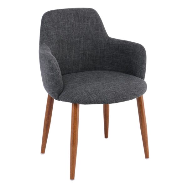 SOUL Πολυθρόνα Τραπεζαρίας Σαλονιού Κουζίνας, Μέταλλο Βαφή Καρυδί, Ύφασμα Γκρι 57x60x78cm - Image 8