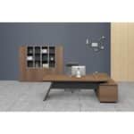 PROLINE Γραφείο Αριστερή Γωνία Απόχρωση Καρυδί Δρυς - Μαύρο 240x95/200x50 H.76/63cm - Image 5