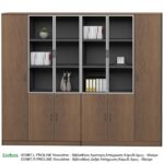 PROLINE Ντουλάπα - Βιβλιοθήκη Γραφείου Δεξιά, Πεντάφυλλη (2 Γυάλινα) Καρυδί Δρυς-Μαύρο 120x40x200cm - Image 6