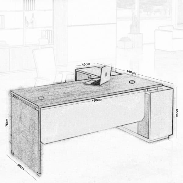 PROJECT Γραφείο Αριστερή Γωνία Απόχρωση Sonoma - Γκρι 160x60/140x40cm H.75/65cm - Image 6