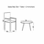 SALSA MAX Set Κήπου - Βεράντας Μέταλλο Βαφή Μαύρο, Wicker Φυσικό: Τραπεζάκι+2 Πολυθρόνες TableΦ50x49 Armchair64x69x89cm - Image 8