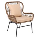 SALSA MAX Πολυθρόνα Μέταλλο Βαφή Μαύρο, Wicker Φυσικό, Μαξιλάρι Μπεζ 64x69x89cm - Image 9