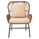 SALSA MAX Πολυθρόνα Μέταλλο Βαφή Μαύρο, Wicker Φυσικό, Μαξιλάρι Μπεζ 64x69x89cm - Image 13