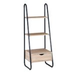 Ραφιέρα Μέταλλο Βαφή Μαύρο, Απόχρωση Σημύδας 44x37x114cm - Image 4