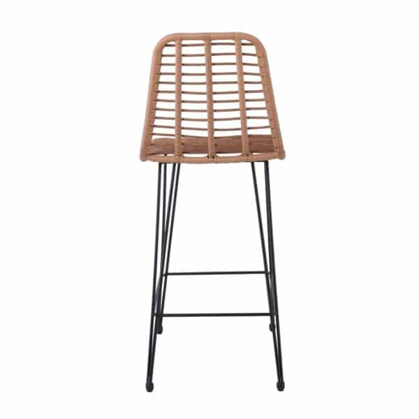 SALSA Σκαμπό BAR-Pro με Πλάτη, Μέταλλο Βαφή Μαύρο, Wicker Φυσικό 45x55x75/113cm - Image 10