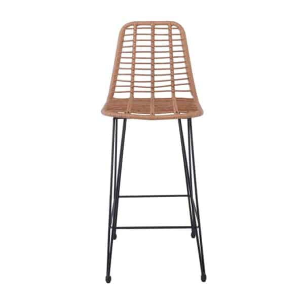 SALSA Σκαμπό BAR-Pro με Πλάτη, Μέταλλο Βαφή Μαύρο, Wicker Φυσικό 45x55x75/113cm - Image 11