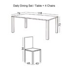 DAILY Set Τραπεζαρία Ξύλινη Σαλονιού - Κουζίνας: Τραπέζι + 4 Καρέκλες / Άσπρο - Φυσικό Table:118x74x73 Chair:43x48x94 - Image 8