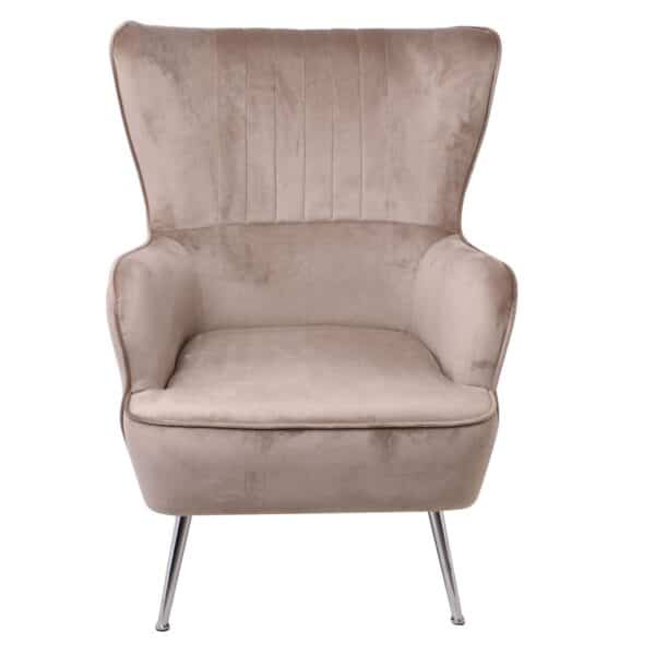 CROMA Πολυθρόνα - Μπερζέρα Σαλονιού - Καθιστικού, Ύφασμα Ανοιχτό Καφέ Velure 76x80x104cm - Image 9