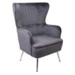 CROMA Πολυθρόνα - Μπερζέρα Σαλονιού - Καθιστικού, Ύφασμα Γκρι Velure 76x80x104cm - Image 8